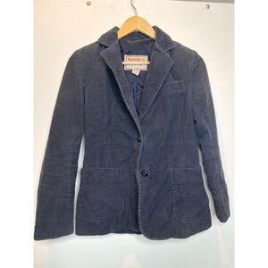 Vintage 70s Country Craft Corduroy Blazer Jacket Blue Grey Women's Retro Western